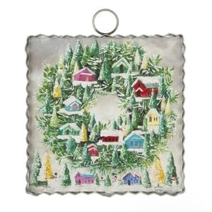 Round Top Collection Mini Colorful Vintage Houses Village Metal Tin Wall Decor